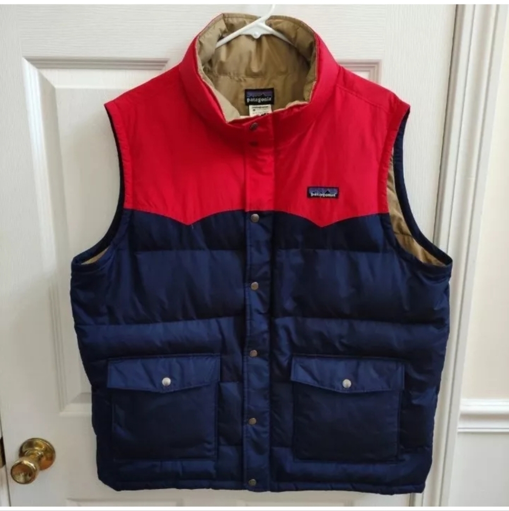 Patagonia Down Vest Men's L Red Blue